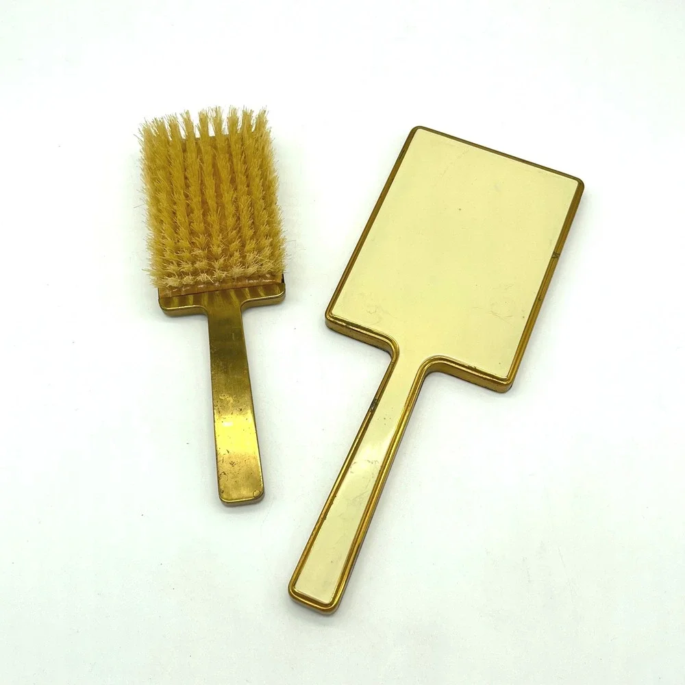 Vintage‎ Vanity Set Brush and Mirror Gold Tone Elegant Dressing Table Decor